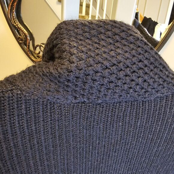 Tory Burch Long Cardigan Women's L Navy Wool Blend Open Front Sweater Coatigan - Picture 6 of 8